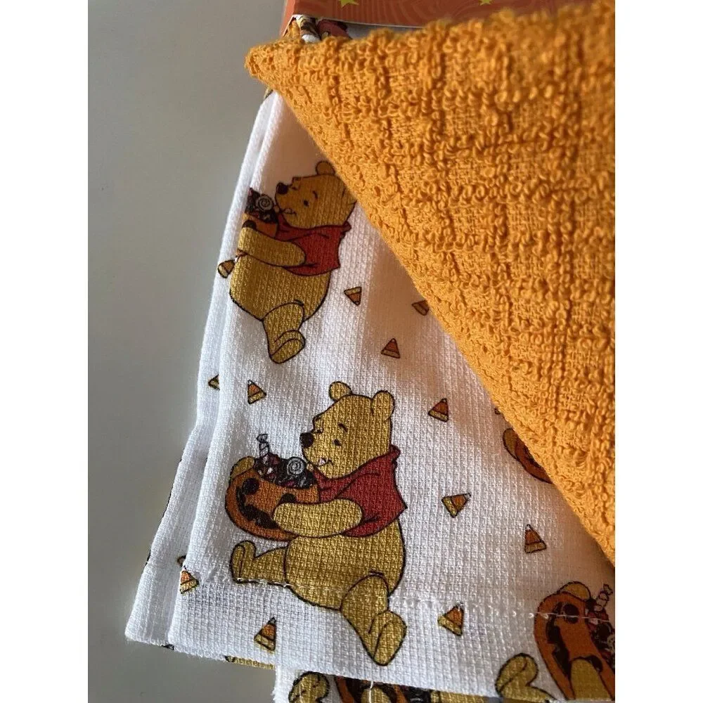 3‎ Pack Disney Winnie The Pooh Halloween Candy Corn Kitchen Towels 16 X 26” NEW